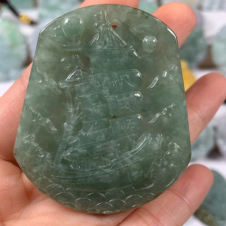 颈饰未镶嵌翡翠一帆风顺洒黄翡福利