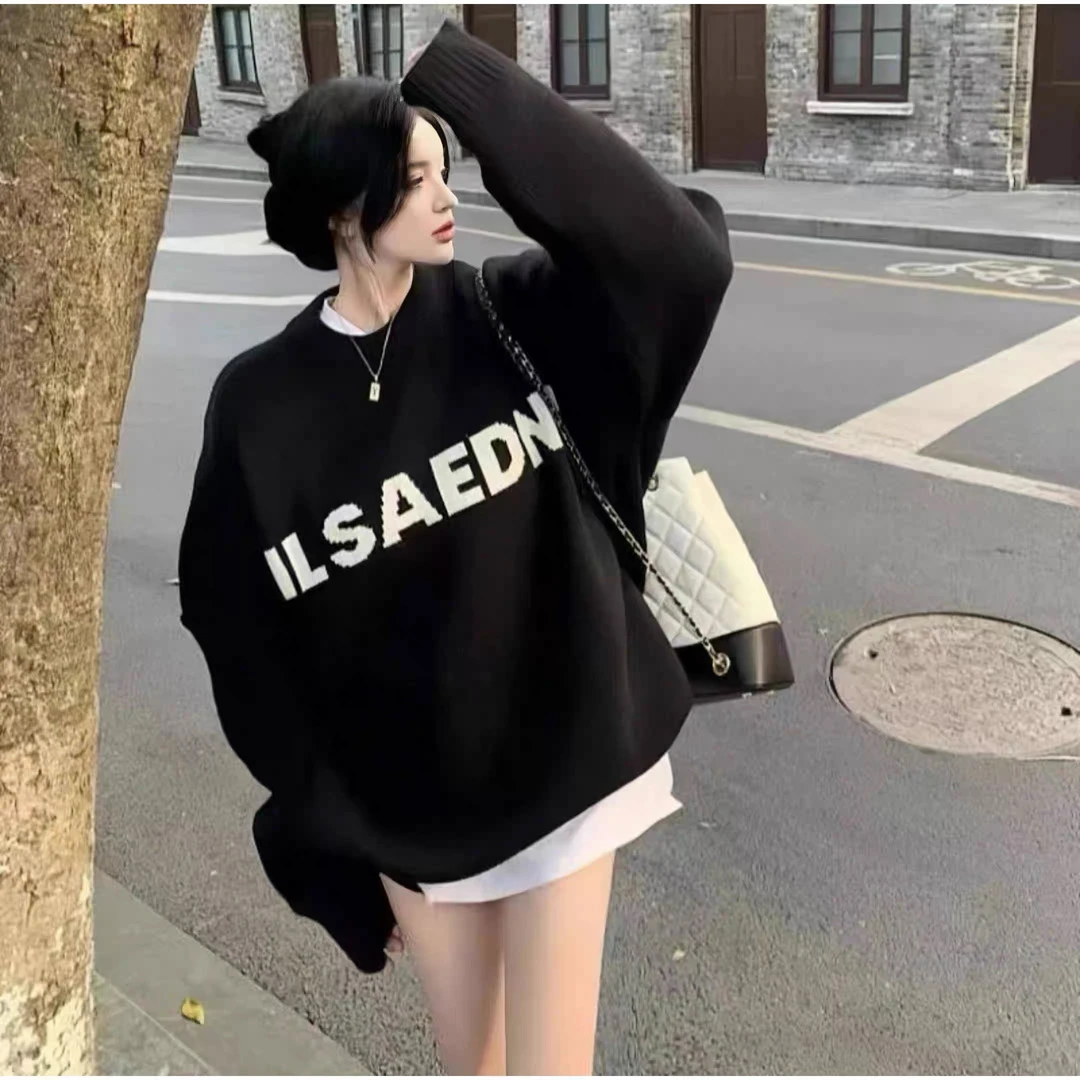 0060 毛衣女2025秋季新款韩版复古气质慵懒风宽松针织衫J8