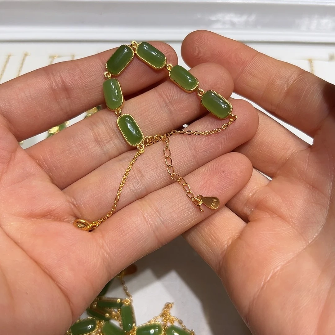 和田玉银S925镶嵌手链✨****
