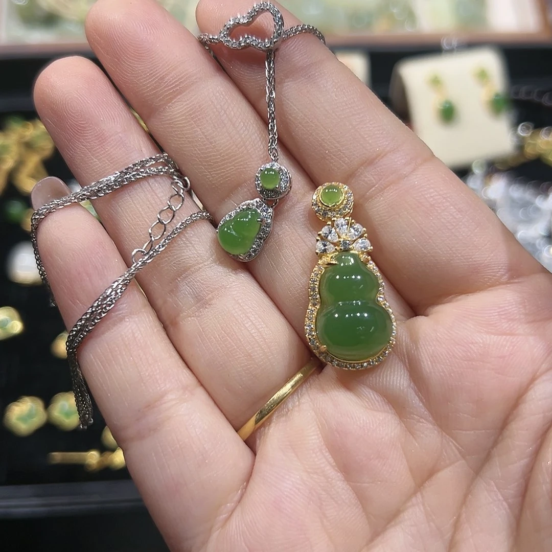 和田玉颈饰银S925镶嵌多****者