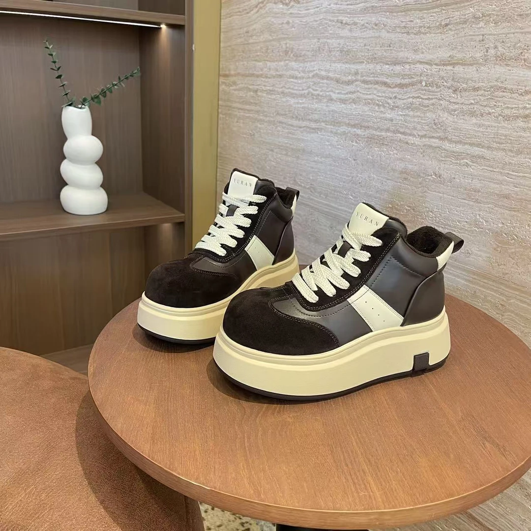 【与然良品】51-02新款气质百搭潮流女士{二棉}高帮休闲鞋