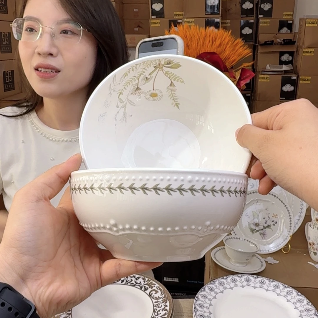 骨瓷6英寸饭碗15cm6个外贸骨瓷