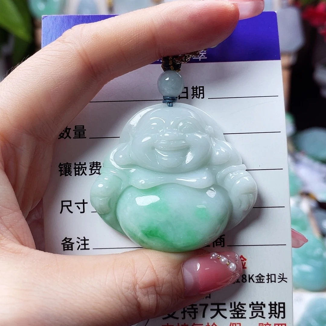 翡翠未镶嵌颈饰佛公35
