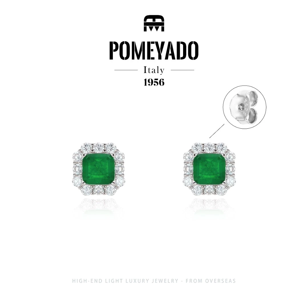 925银【竹影清风】Pomeyado轻奢秋冬优雅设计感方型耳钉 F3601