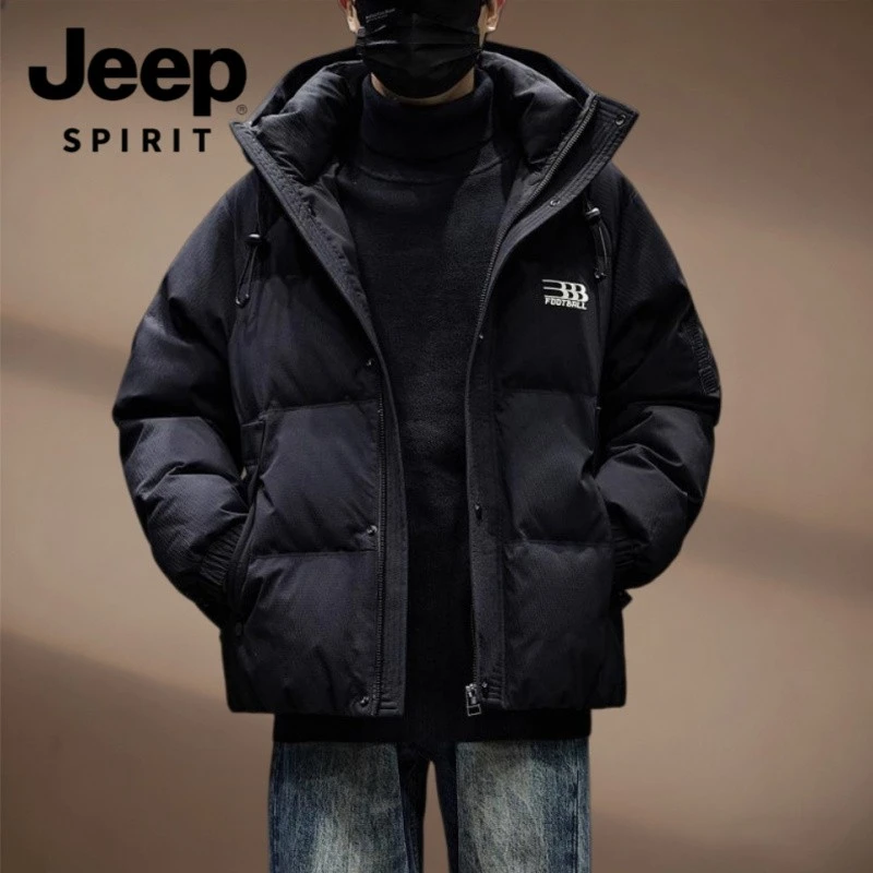 JEEPSPIRIT男士羽绒服冬季加厚保暖面包服美式防寒棉服连帽外套
