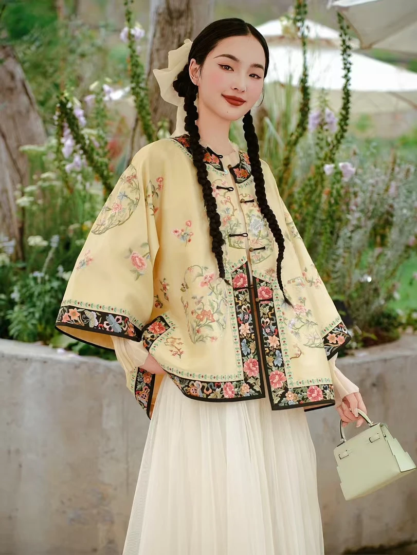 【小清新】葳蕤中国风圆领对襟重工手绣上衣女服（衣长68胸围120