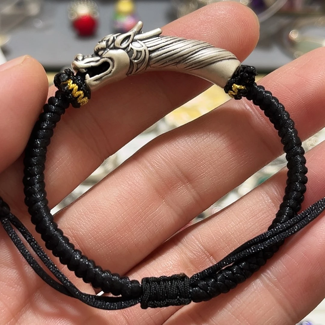 吊坠足银珐琅龙头