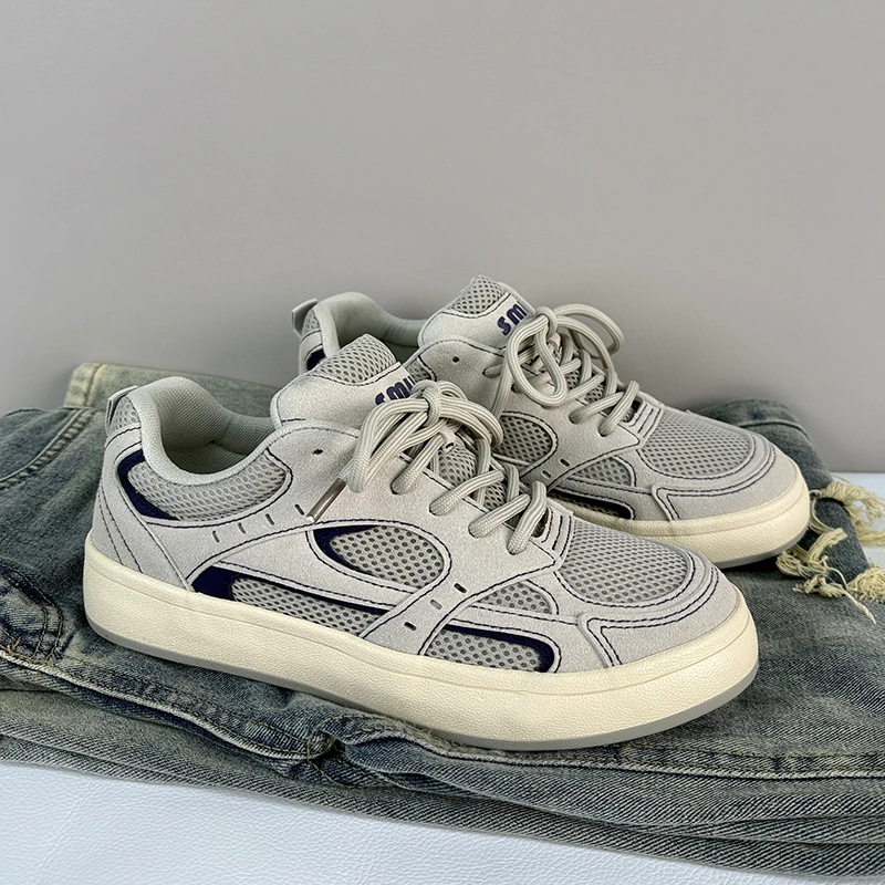 痞帅高级感男鞋2025年夏季透气运动鞋设计感网面鞋百搭男生板鞋