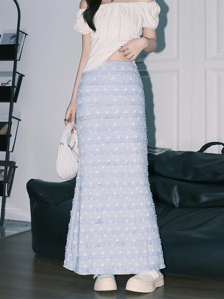 氛围感独特碎花鱼尾半身裙