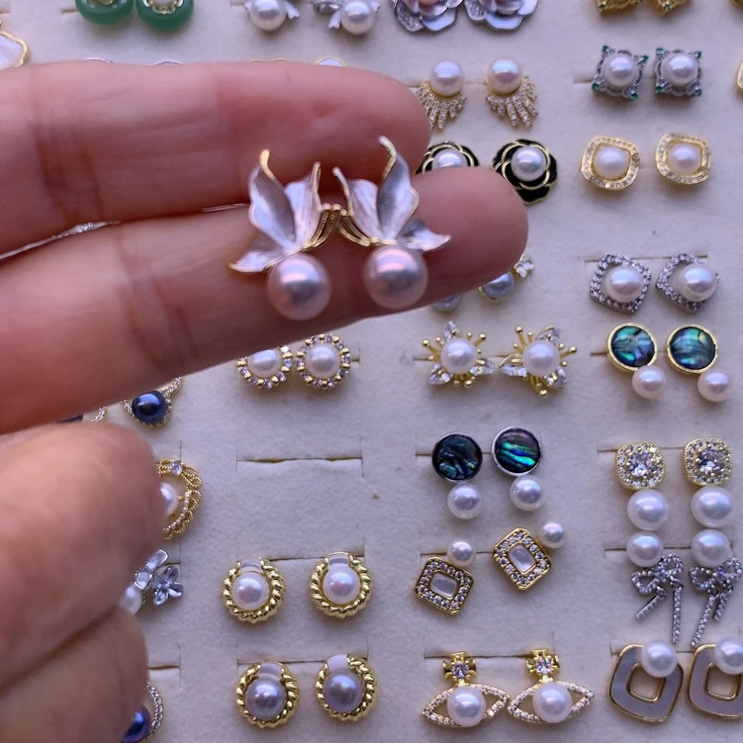 淡水珍珠耳饰合金