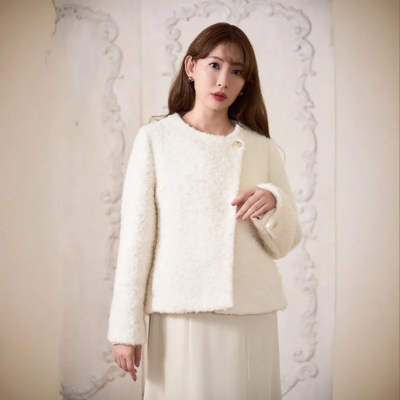 Her lip to伊莉斯圈圈呢荷叶边外套【日本直邮不退换】保暖时尚宽松