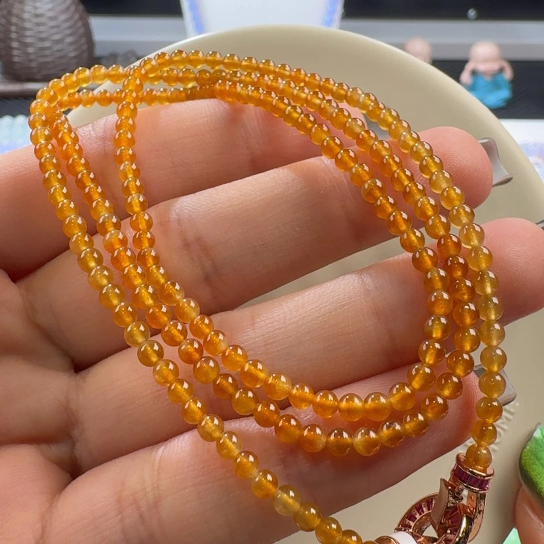 翡翠手链未镶嵌高冰金橘黄项链卡3.1