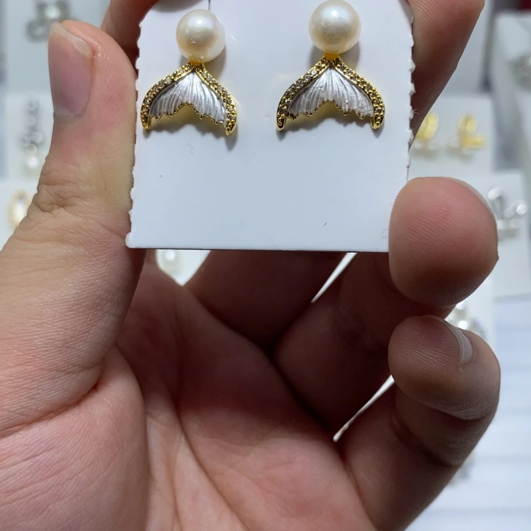 淡水珍珠耳饰银S925镶嵌