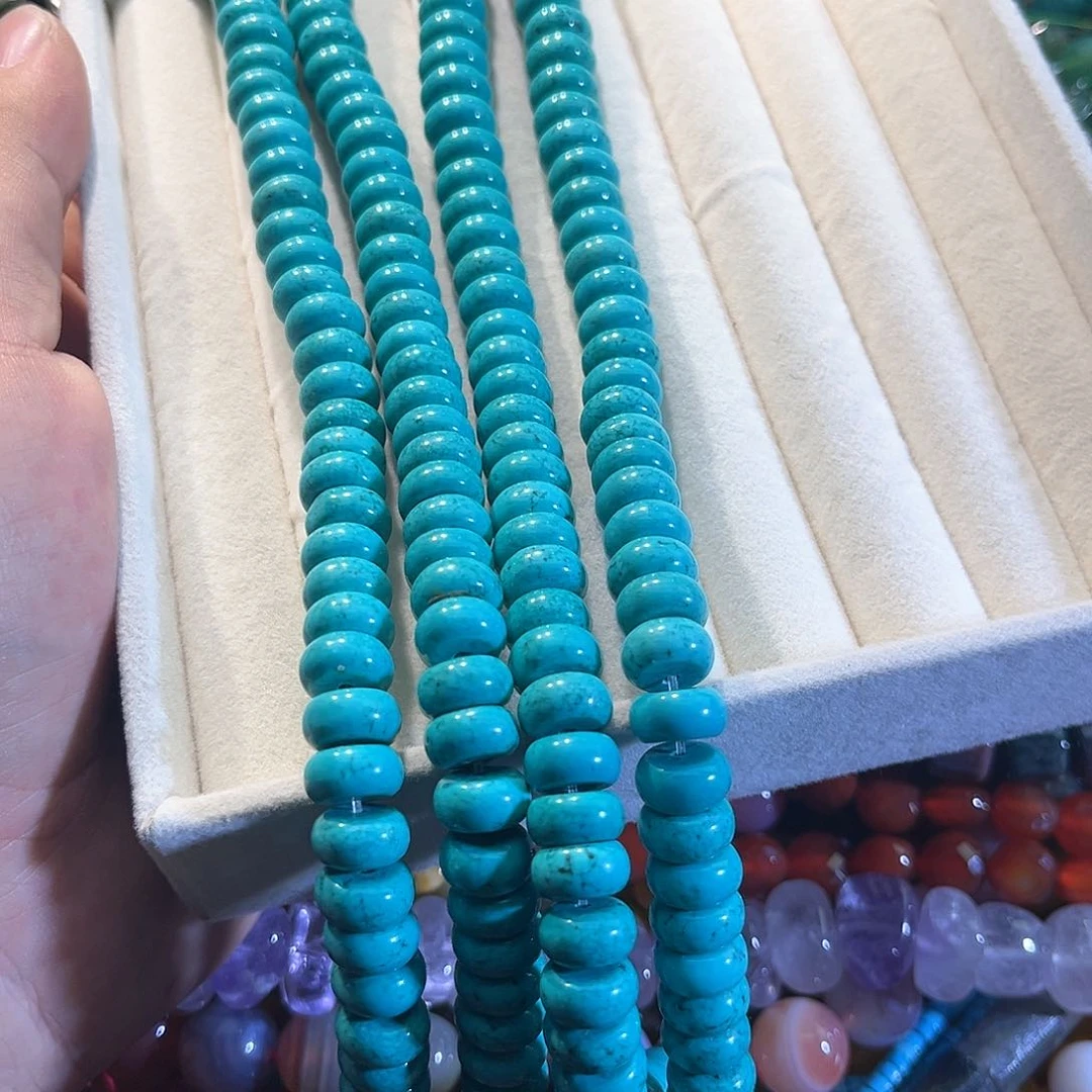 玛瑙/玉髓合金珠宝半成品蓝松算盘一条10mm