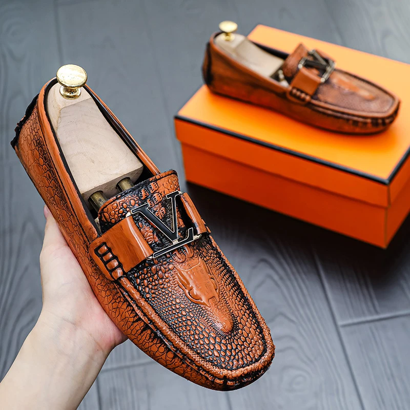 唐戈欧洲站奢侈品豆豆鞋男潮流新款潮流韩版软底一脚蹬懒人休闲鞋