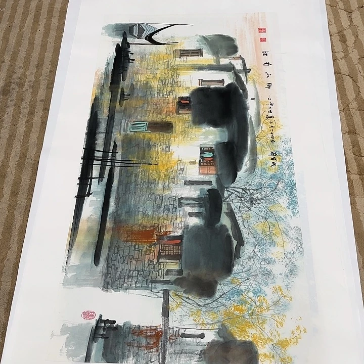 国画花鸟等图案为一体而