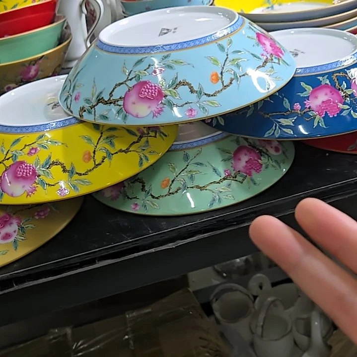 瓷片珐琅彩8寸2个深盘6666666