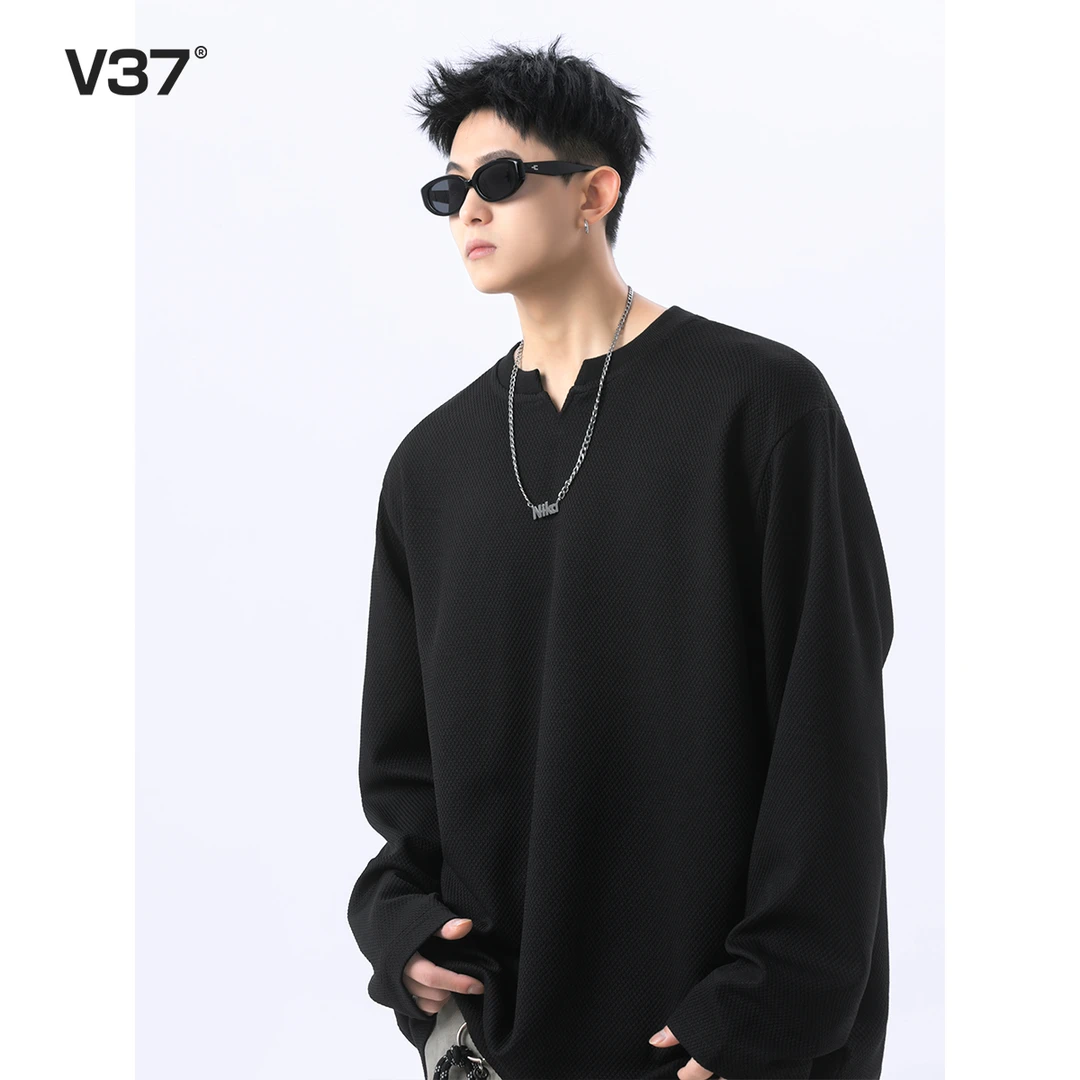 V37美式cleanfit长袖t恤男2025春秋季新款ins简约百搭休闲打底衫