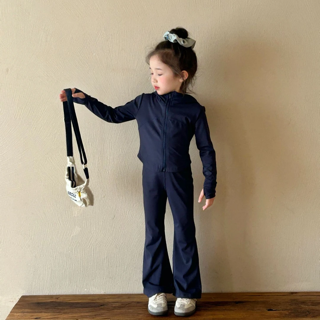 现货2025春季新款韩版女童洋气日常穿搭户外跑步锻炼瑜伽服套装