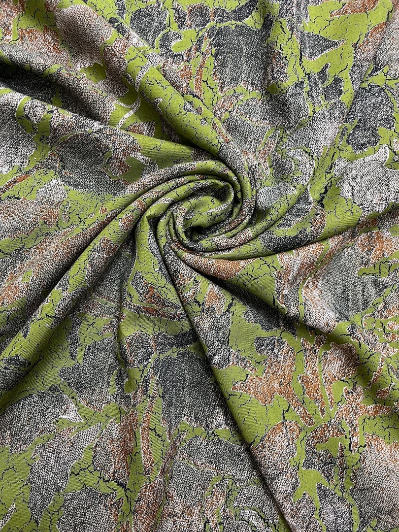 【绫绸】高端雕印棉绸—绿野苔痕