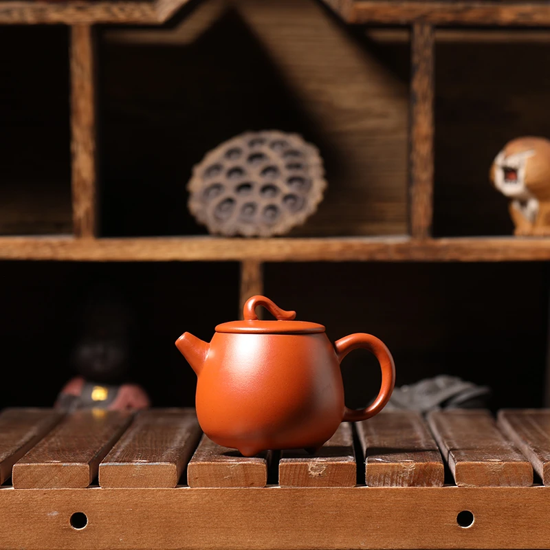 潮州原矿朱泥小容量半手工紫砂壶冲罐郑文焕一叶飘120毫升