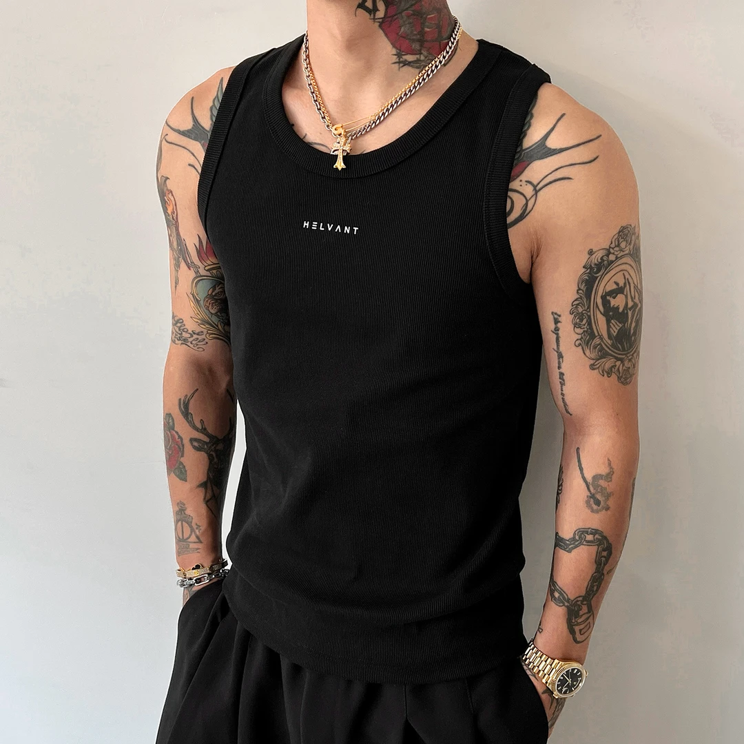 OXFREAK「字母印花 基础款」老钱风背心男高级感运动健身无袖t恤