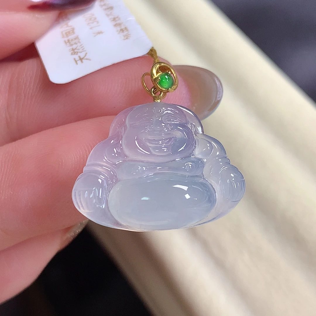 翡翠18K金镶嵌颈饰佛公