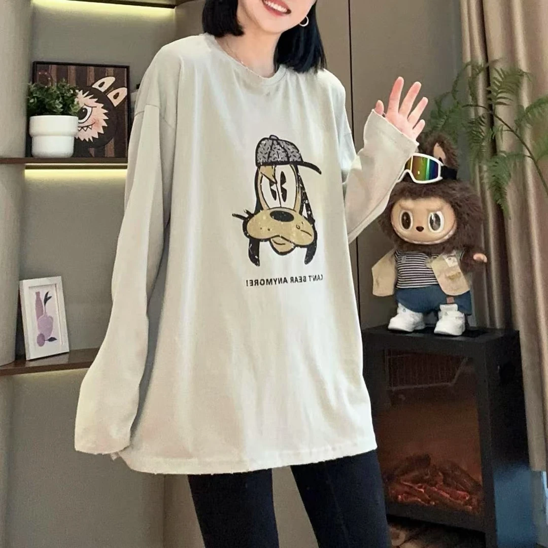 秋季高飞复古印花美式休闲长袖T恤5-8-6