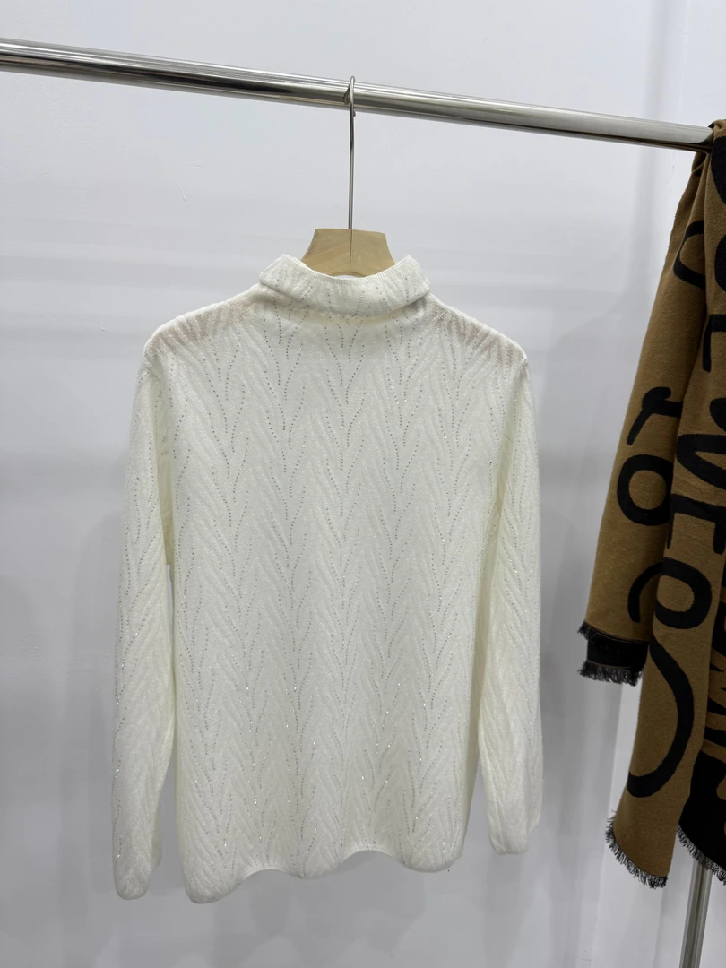 花花/3934-设计满天星烫钻提花春秋季女士显瘦针织【精致】打底衫