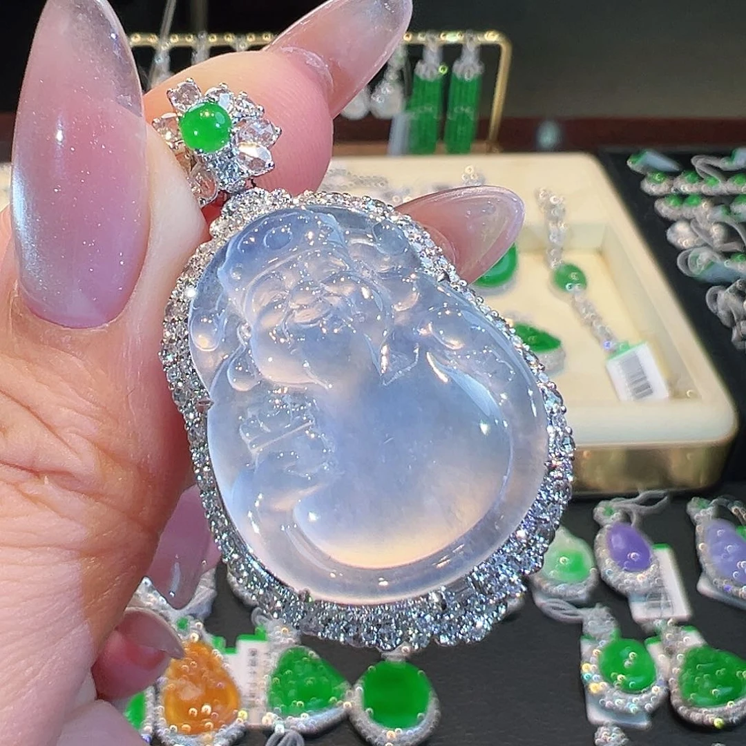 翡翠吊坠(不含链)18K金镶嵌翡翠