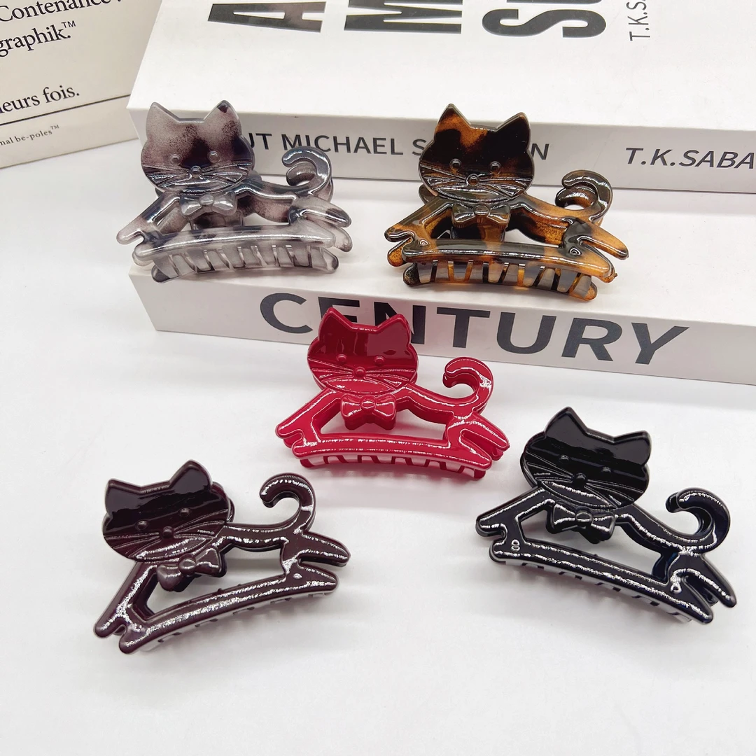 网红创意猫抓夹时尚卡通可爱氛围感后脑勺半扎夹子盘发鲨鱼夹发夹