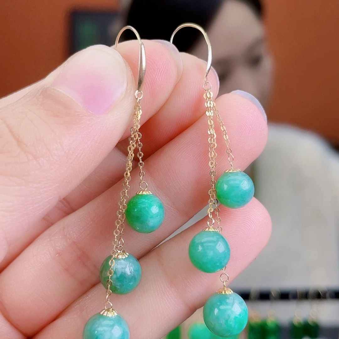 翡翠18K金镶嵌耳饰