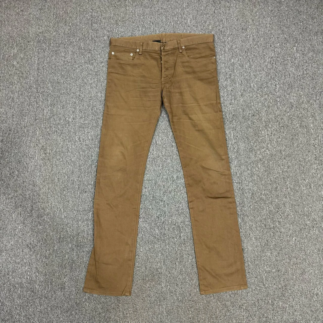 95新 DIOR/迪奥 11412513  卡其色皮牌logo长裤 32码
