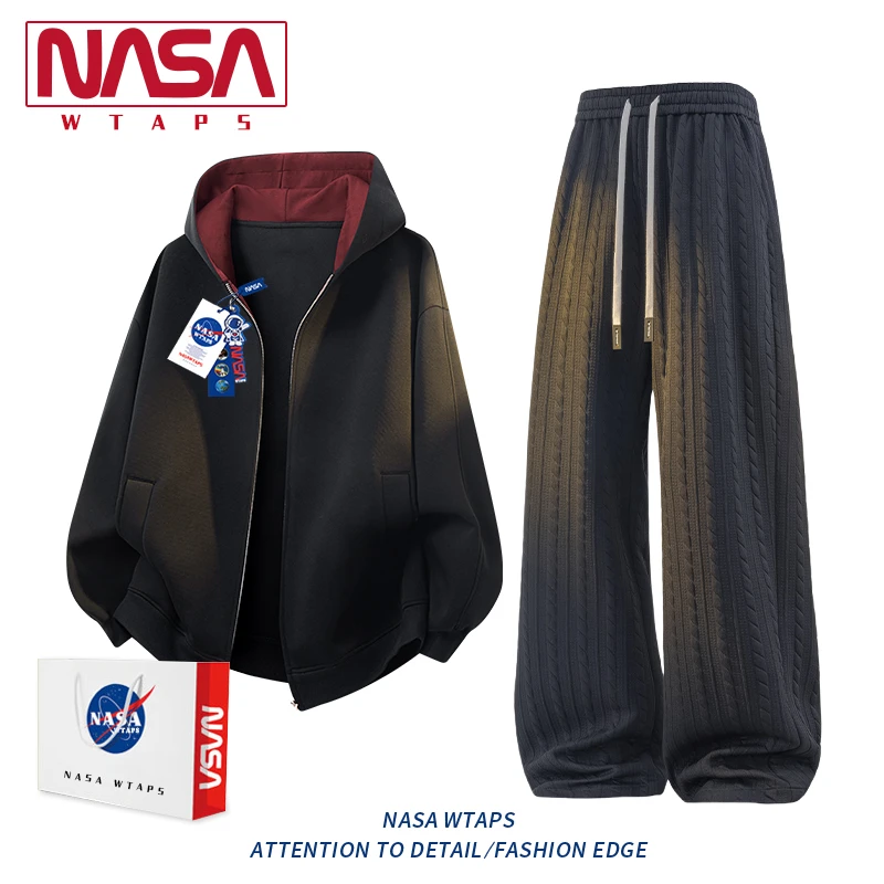 NASA WTAPS休闲运动套装男秋季潮牌休闲卫衣宽松外套长裤潮搭一套