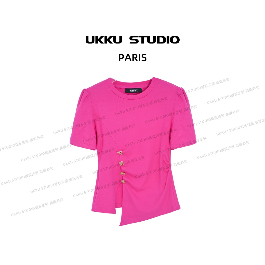 【UKKUSTUDIO】休闲设计师百搭短款女装气质显瘦夏季上衣314164