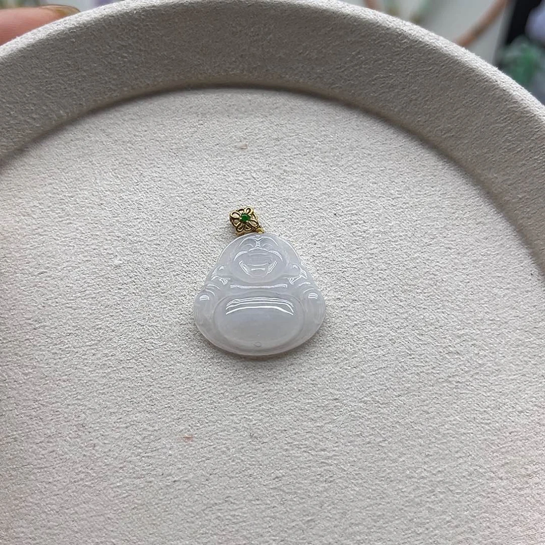 翡翠18K金镶嵌吊坠(不含链)翡翠佛公