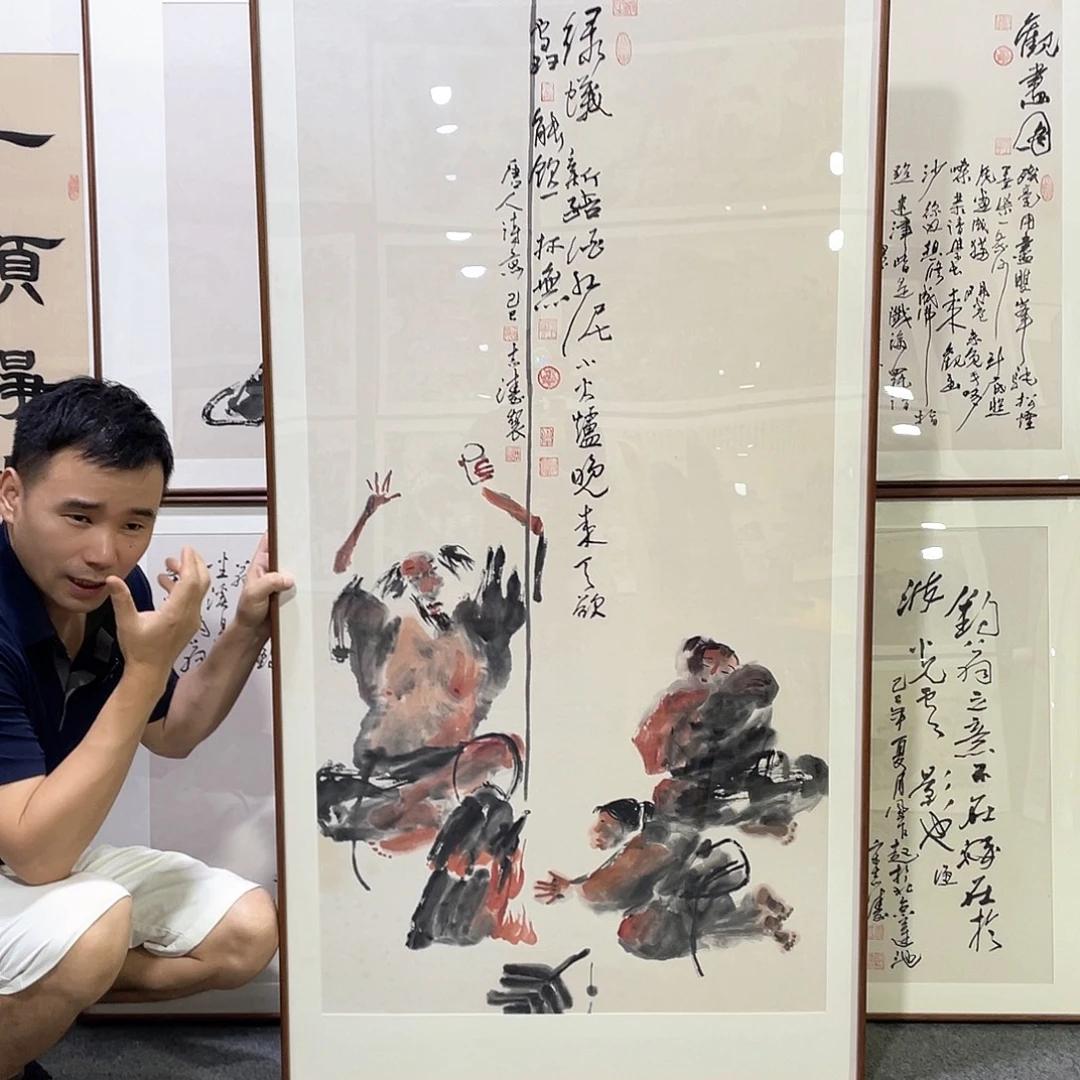 国画手绘画作品带框80/160