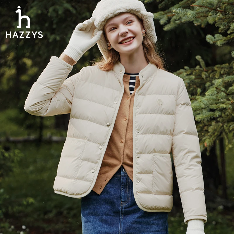【PHIZ系列】Hazzys哈吉斯冬季女士轻薄款羽绒服短款休闲保暖外套