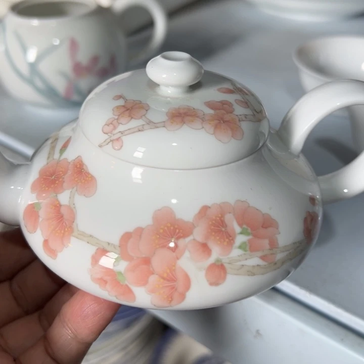 琉璃手工艺品大球泥手绘茶壶