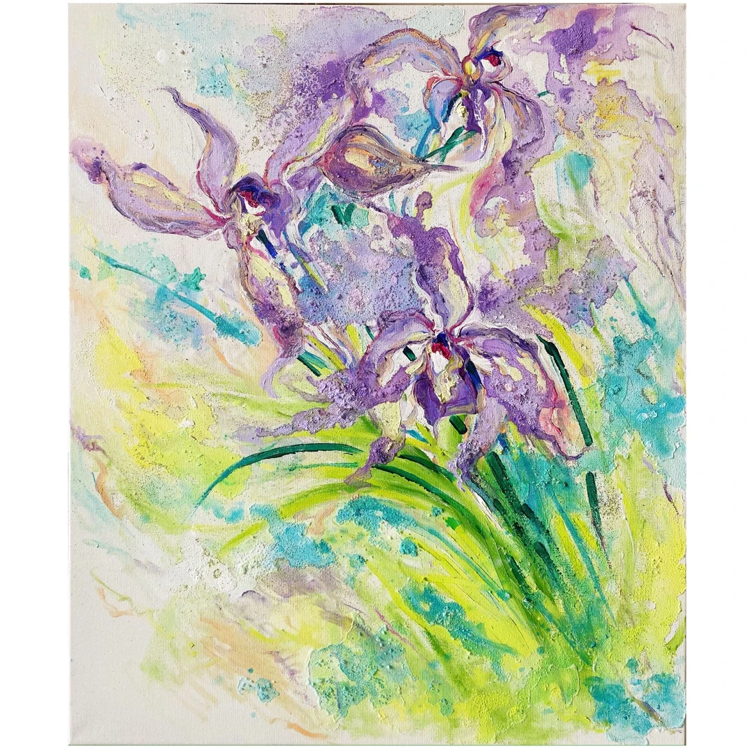 蹬红走绿 |杨梦荻Mengdi艺术家布面油画原作花卉抽象绘画作品收藏