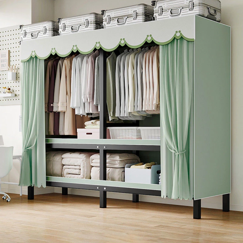 家用卧室多功能一体安装布艺收纳衣柜加粗钢管坚固承重强容量大通