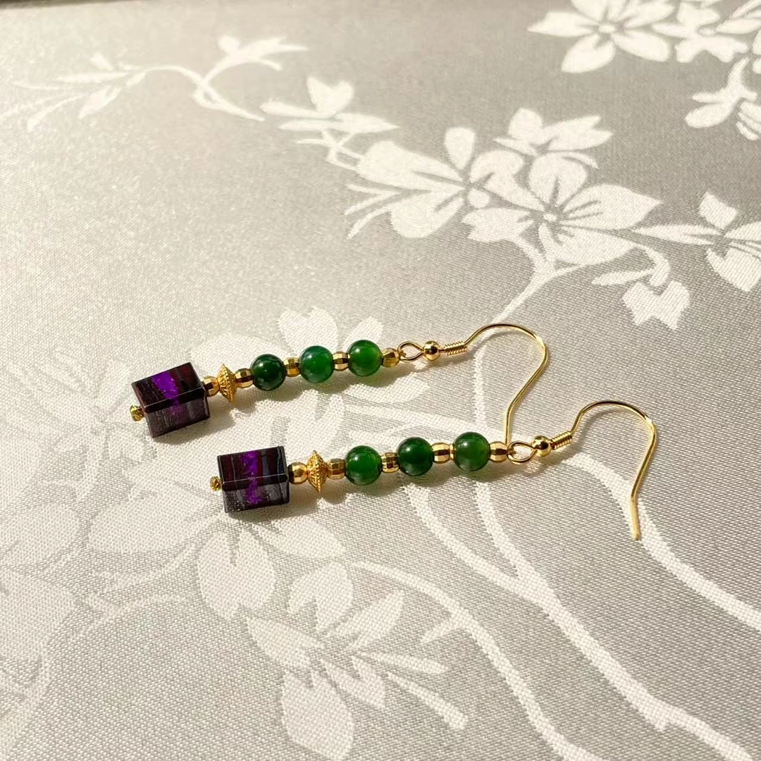 南非舒俱来夹层丝绒直切耳钩/S925/AZB7693（桃樱）