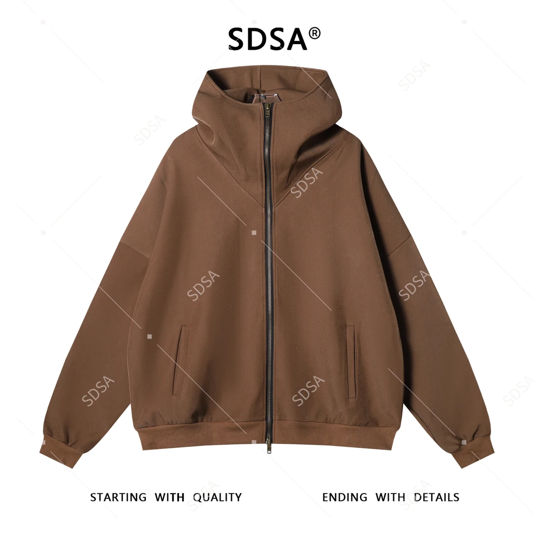 SDSA男士秋冬新款痞帅男装韩版拼接拉链立领连帽卫衣百搭宽松外套