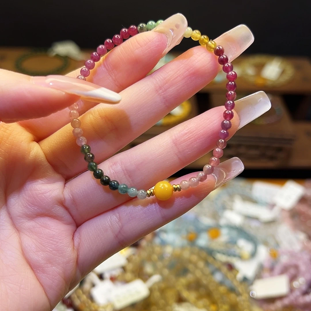 水晶手链银S925镶嵌碧玺1341