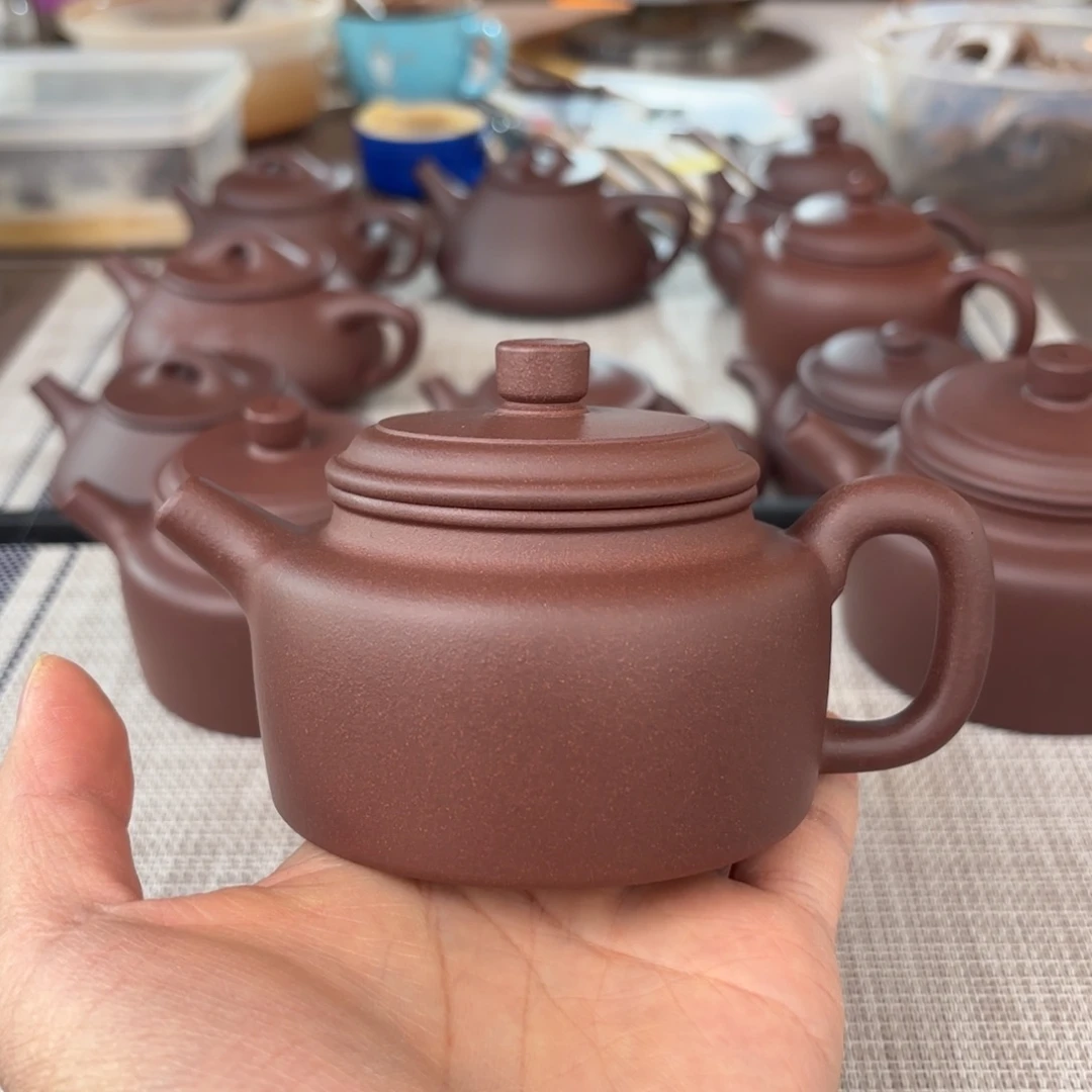 茶壶紫砂半手工老紫泥德钟壶200cc