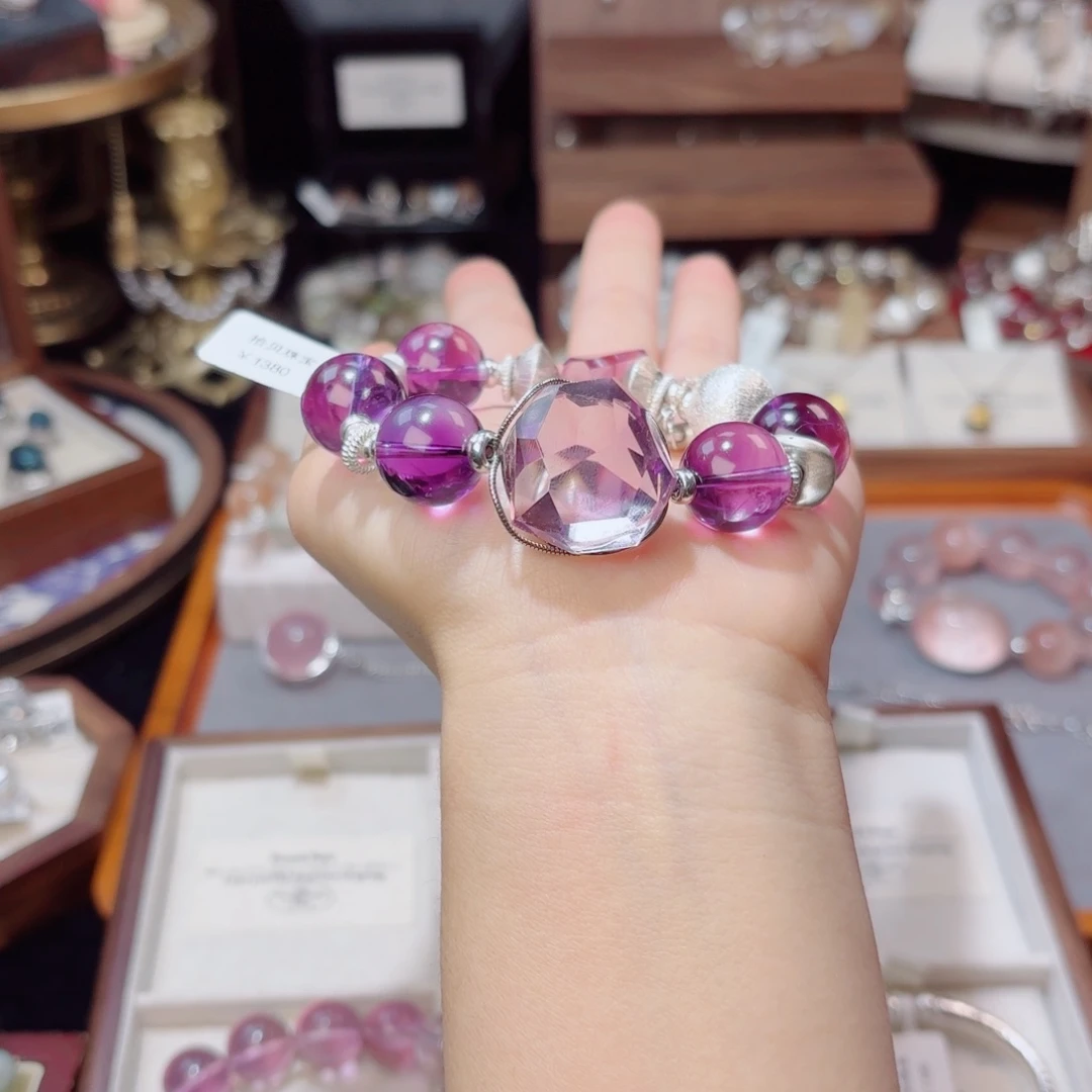 水晶手链银S925镶嵌紫水