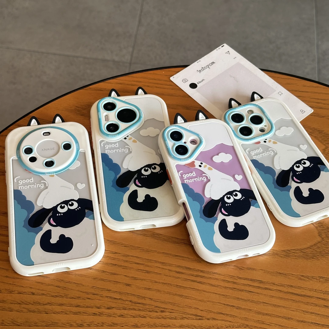 欧克里里点赞小羊立体耳朵适用苹果16/17手机壳华为vivo小米oppo