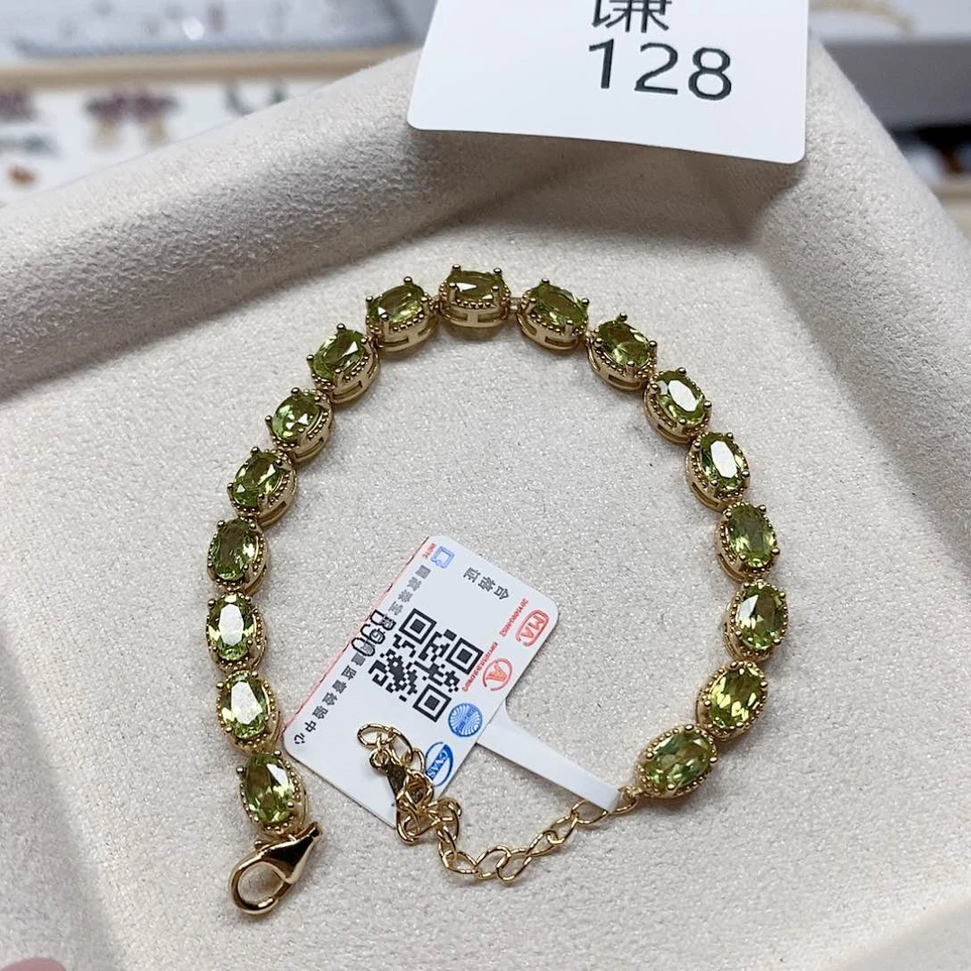 手链银S925镶嵌橄榄石谦128