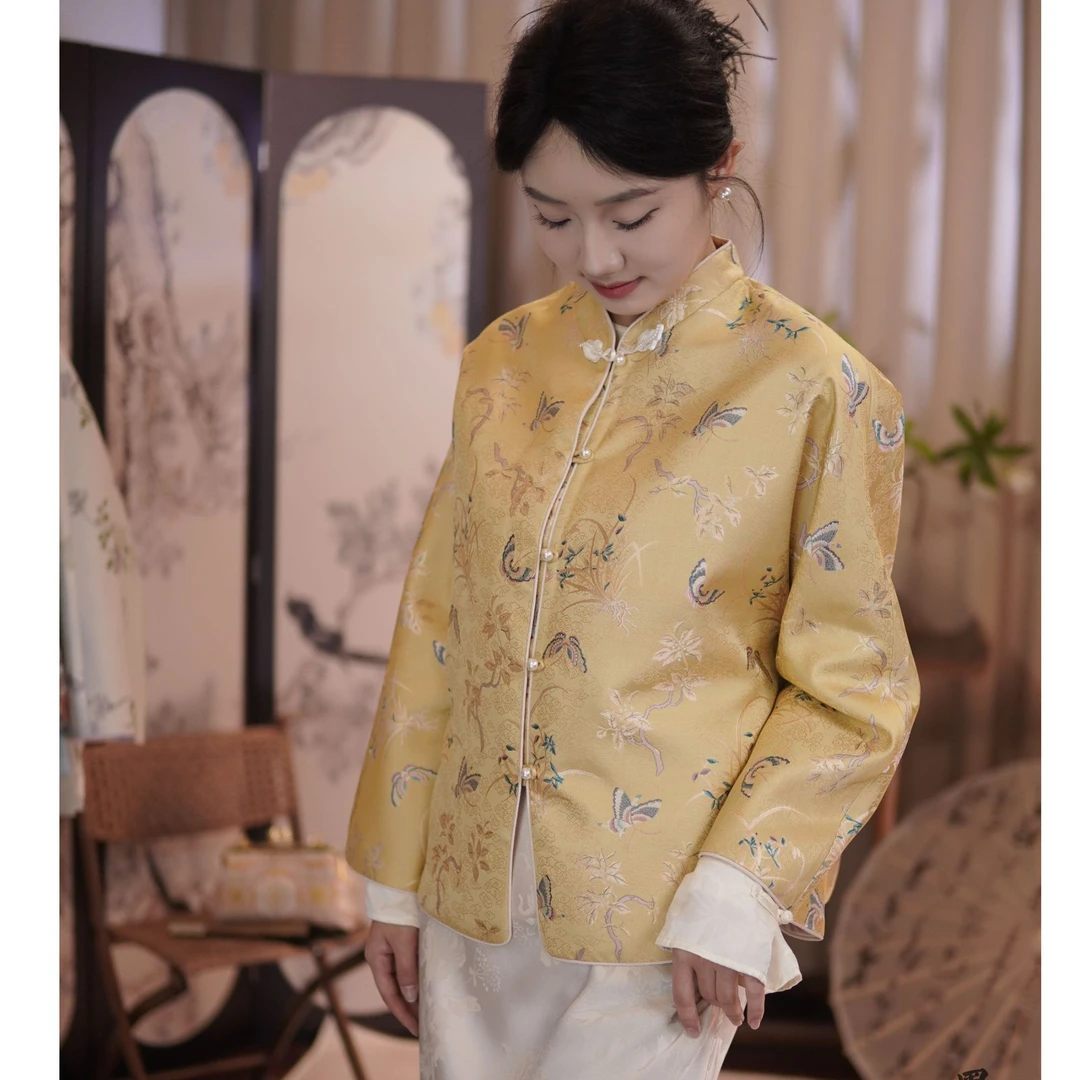 兰桂齐芳宋锦桑蚕丝外套新中式立领倒大秀设计款气质显白超好看