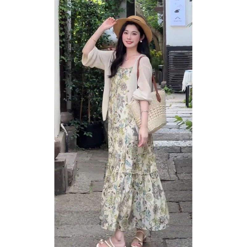 【大只】水墨牧歌  高级感温柔气质度假风印花连衣裙气质长裙裙子女